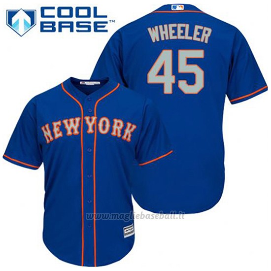 Maglia Baseball Uomo New York Mets Zack Wheeler 45 Blu Alterner Cool Base